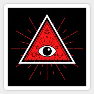 All Seeing eye - Red with white outline Magnet